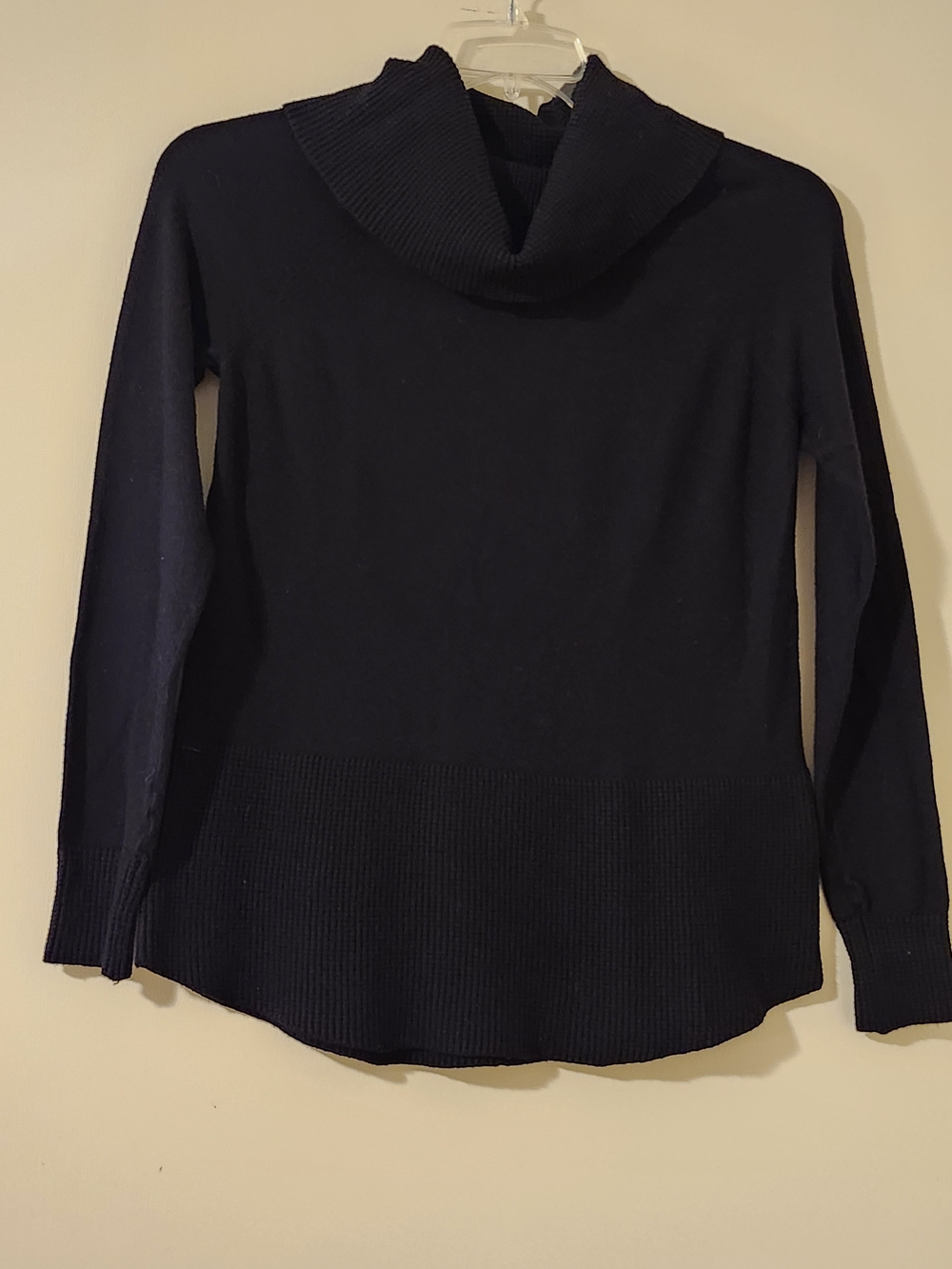 Cyrus Black Cozy Cottagecore Cowl Neck Long Sleeve Ribbed Knit Sweater S